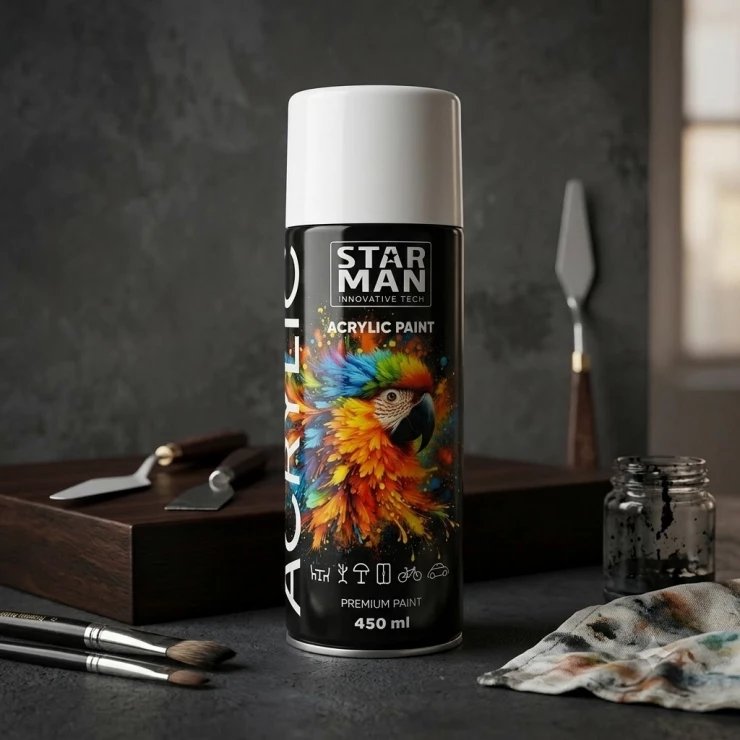 Vopsea acrilic STAR MAN, negru, luciu, 450 ml, № 39