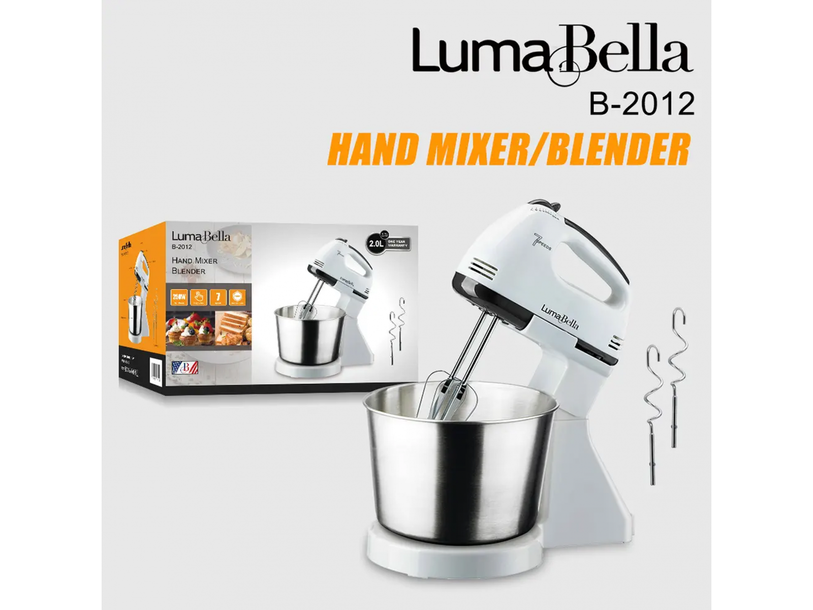 Mixer cu bol 250W 2.0L LumaBella B-2012