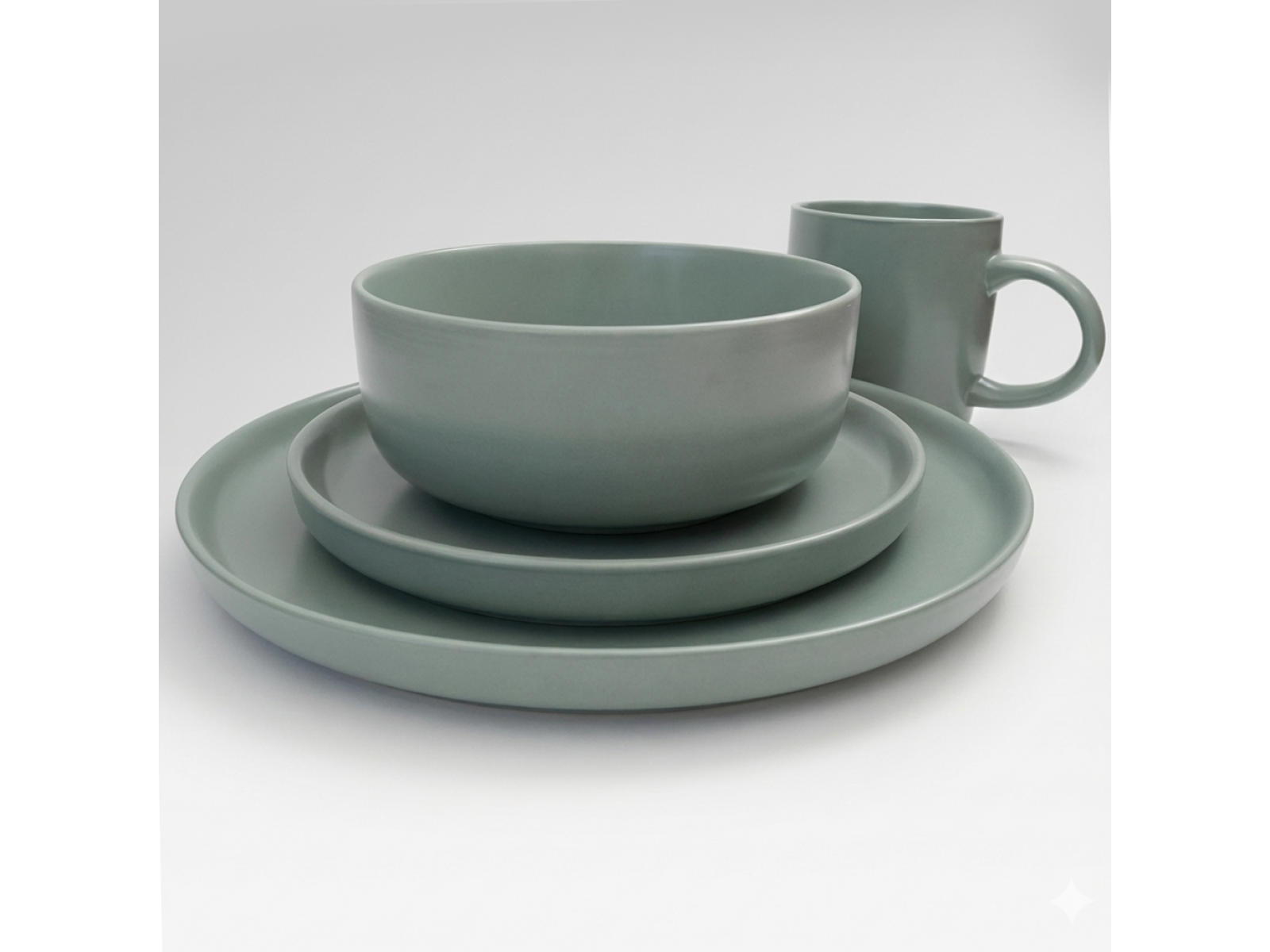 Set farfurii si cana 16 buc, Ceramica Green
