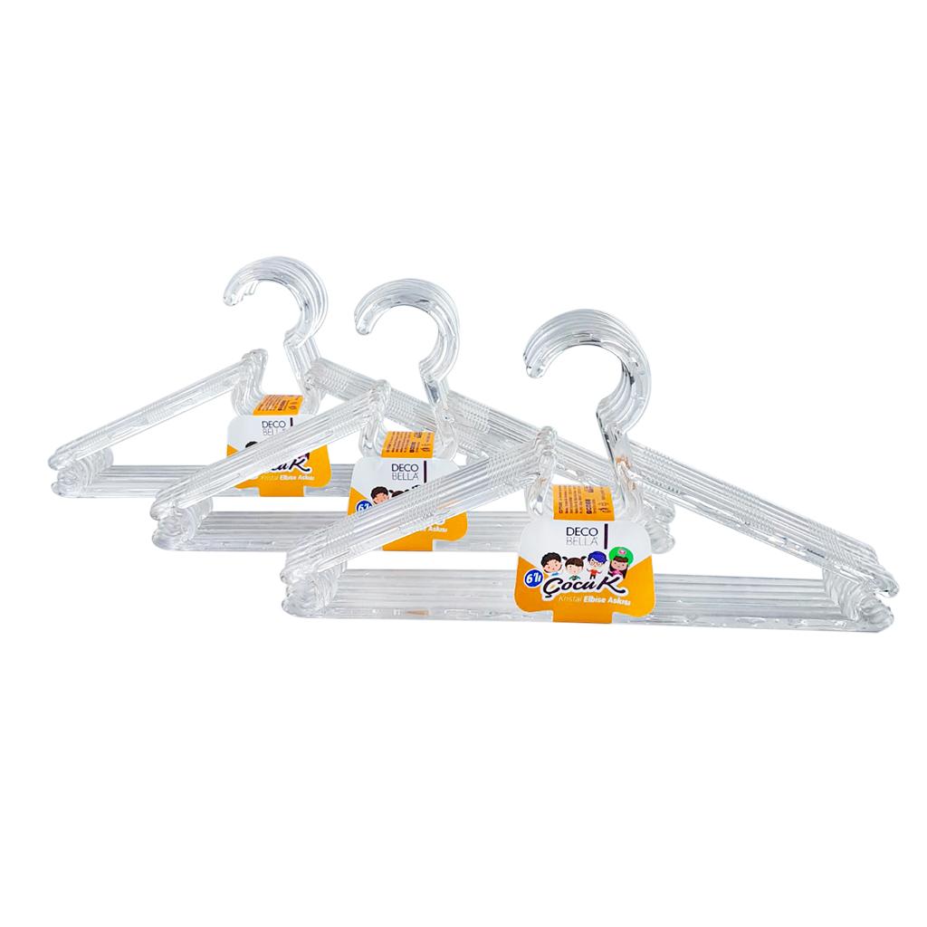 Umerase pentru hainele copiilor, DecoBella,  transparente, 27cm, 6 buc
