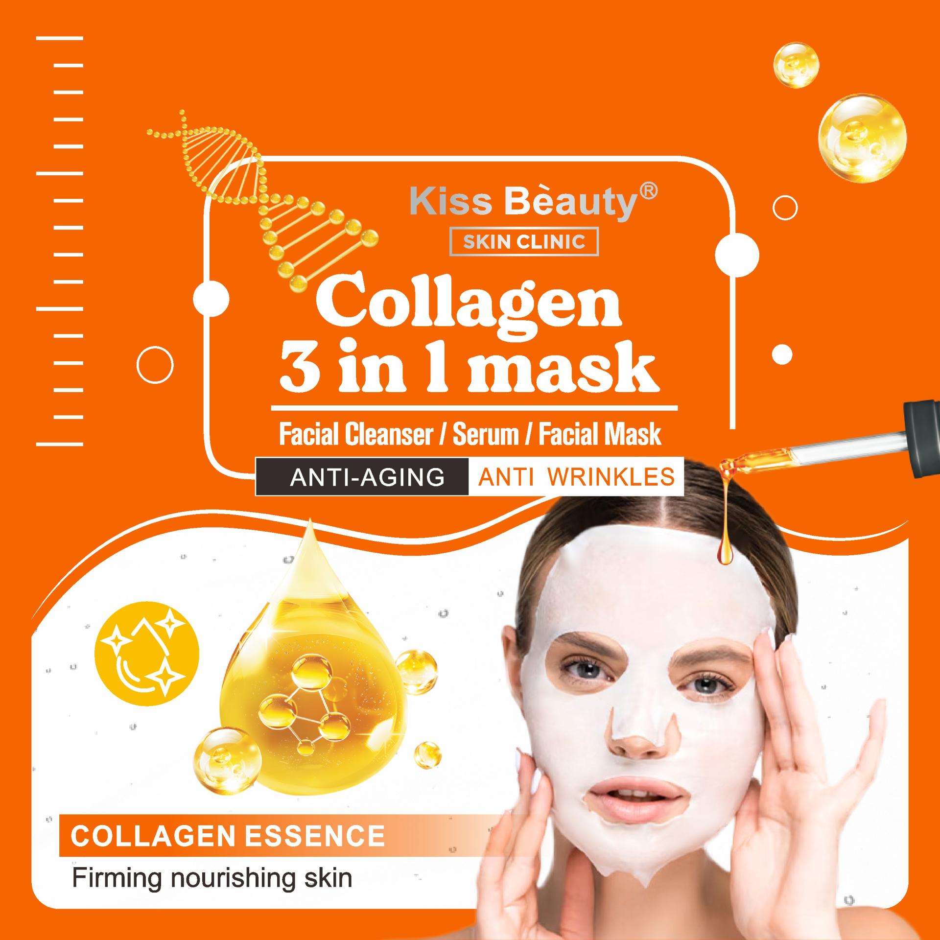 Gel de curatare + ser + masca pentru fata Kiss Beauty, Collagen