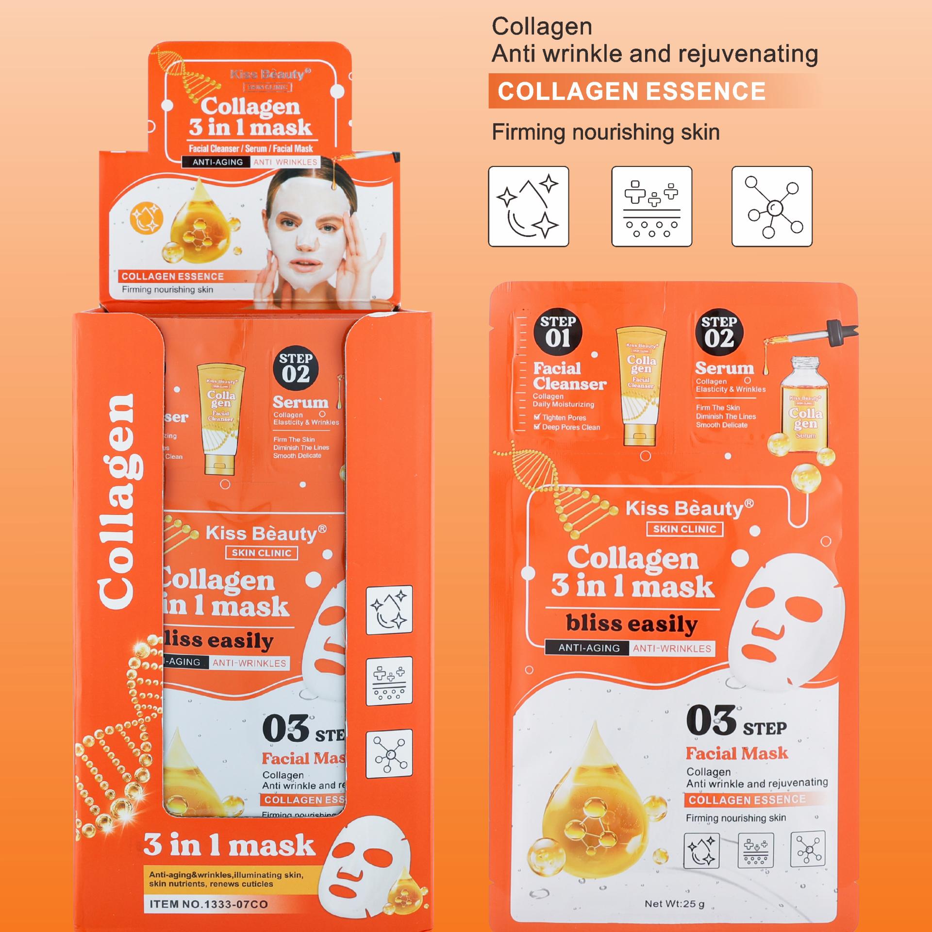 Gel de curatare + ser + masca pentru fata Kiss Beauty, Collagen