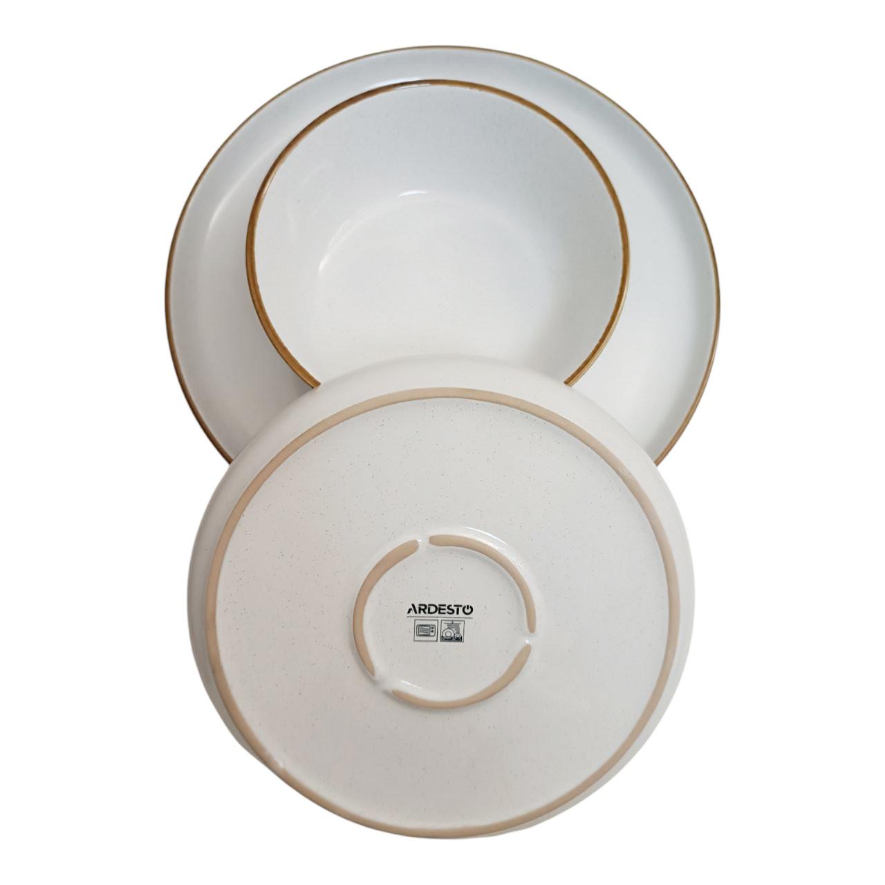 Set farfurii, сeramica, Gold White, 12 buc