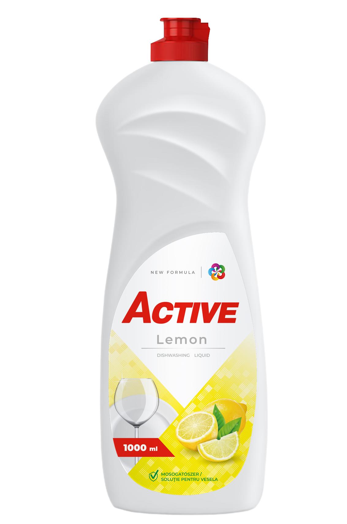 Solutie pentru spalat vase Active, Lemon, 1000 ml