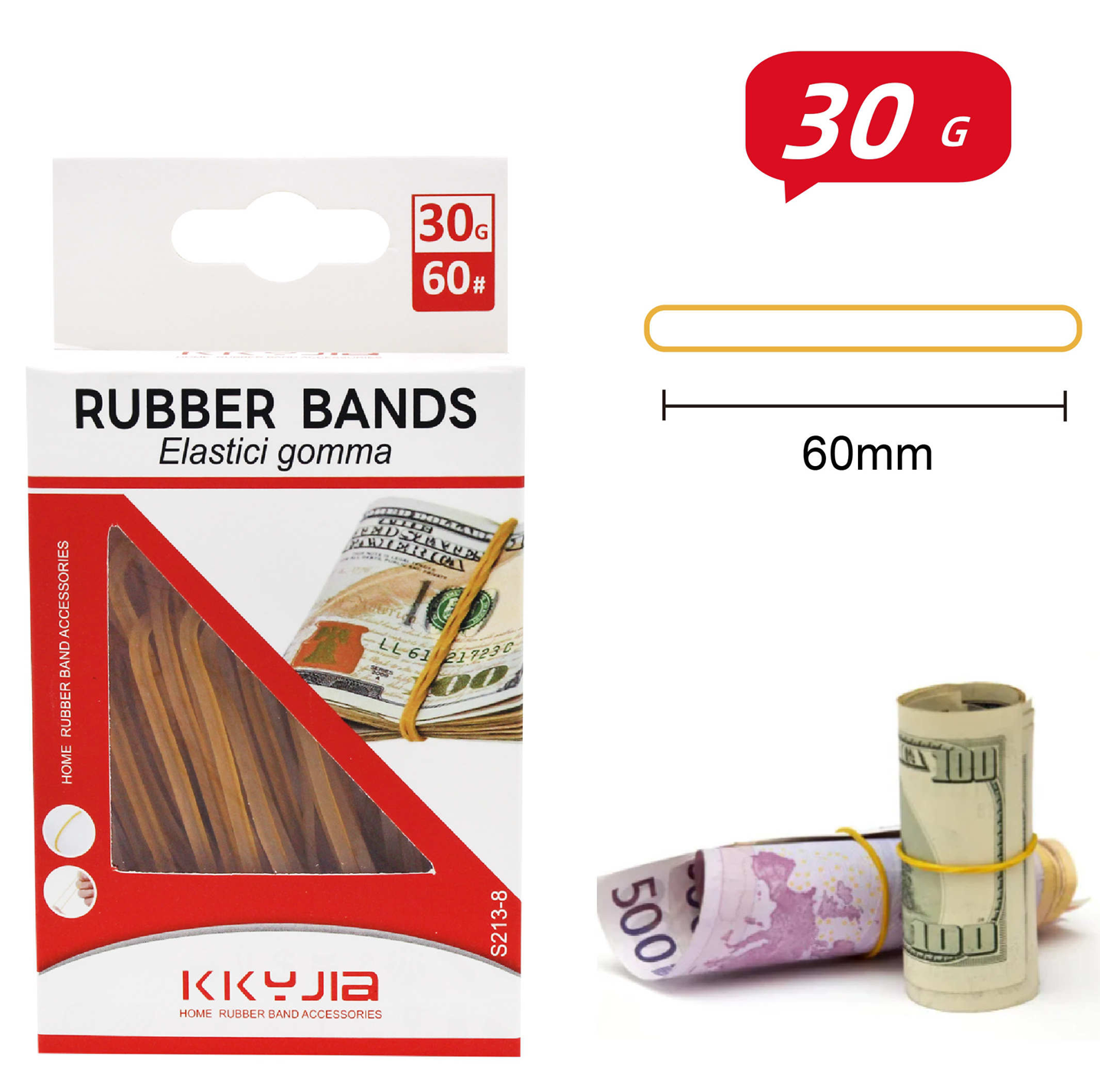 Elastice de birou Kkyjia  , 60 mm, 30 gr, S213-8