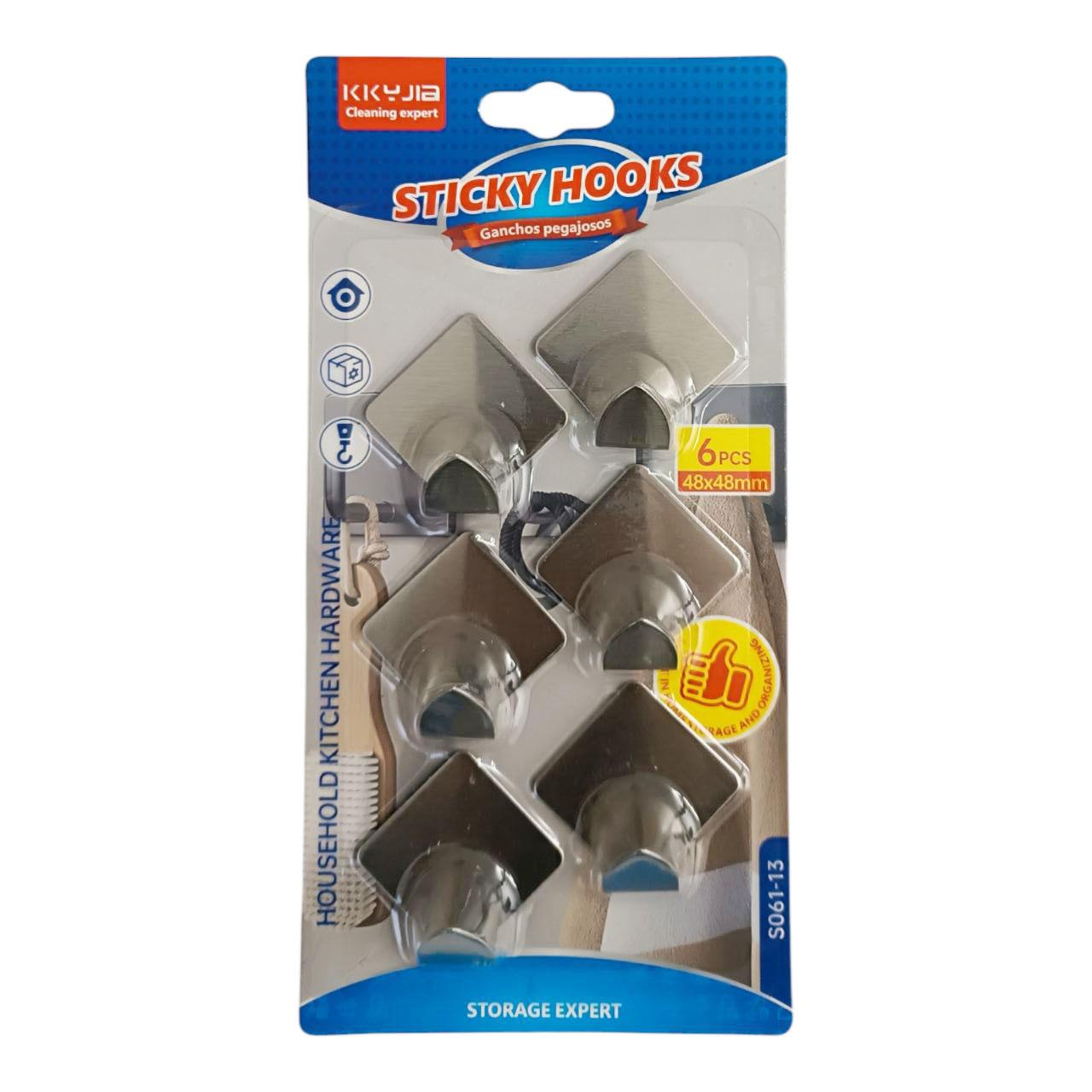 Cuier metalic, cu baza adeziva Kkyjia 6 buc, 4,8x4,8 см, (S061-13)