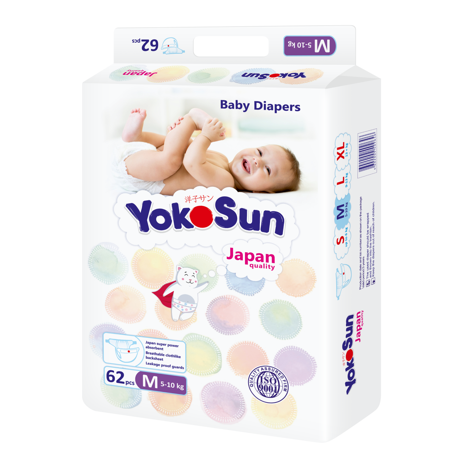 Scutece YokoSun Japan Quality M (5-10kg), 62 buc
