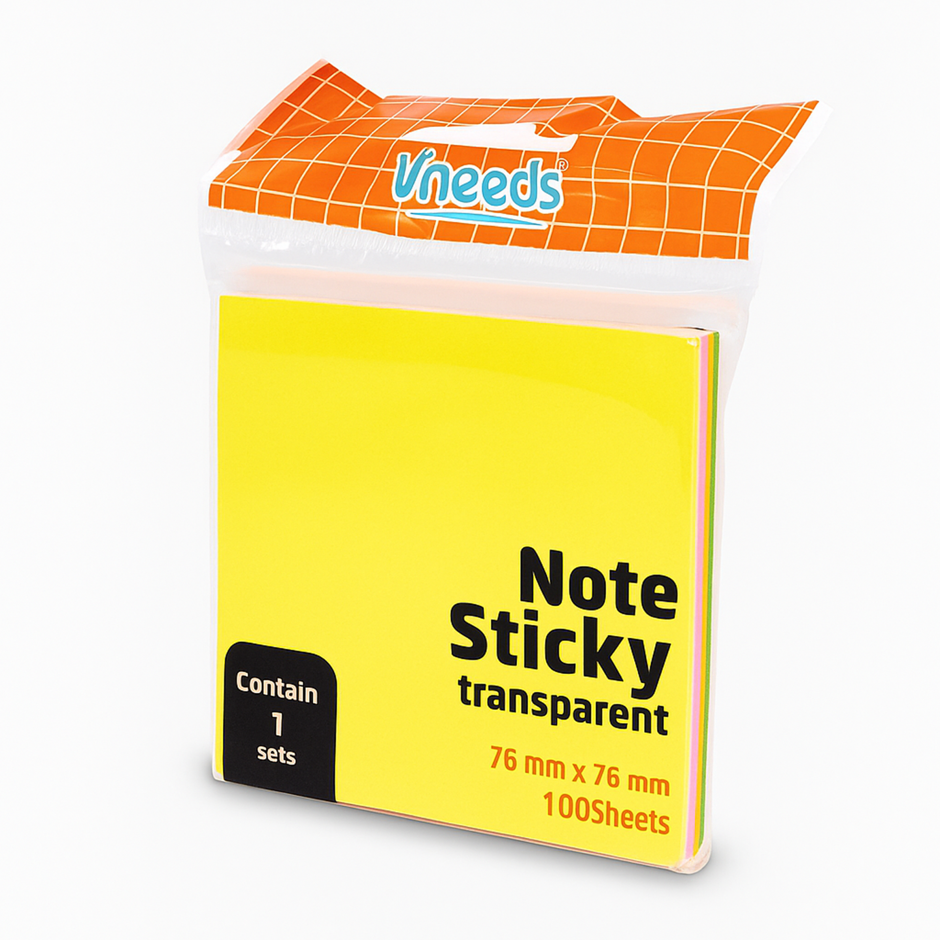 Hârtie pentru notițe 76x76mm / 100 foi, Vneeds, cu adeziv,V1801
