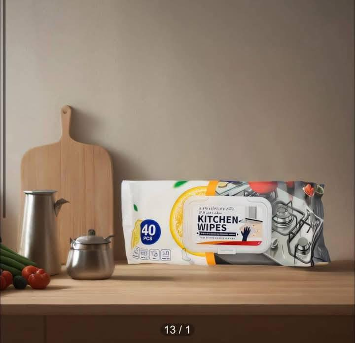 Șervețele umede pentru curatare suprafete din bucătărie KW Lemon, 40 buc