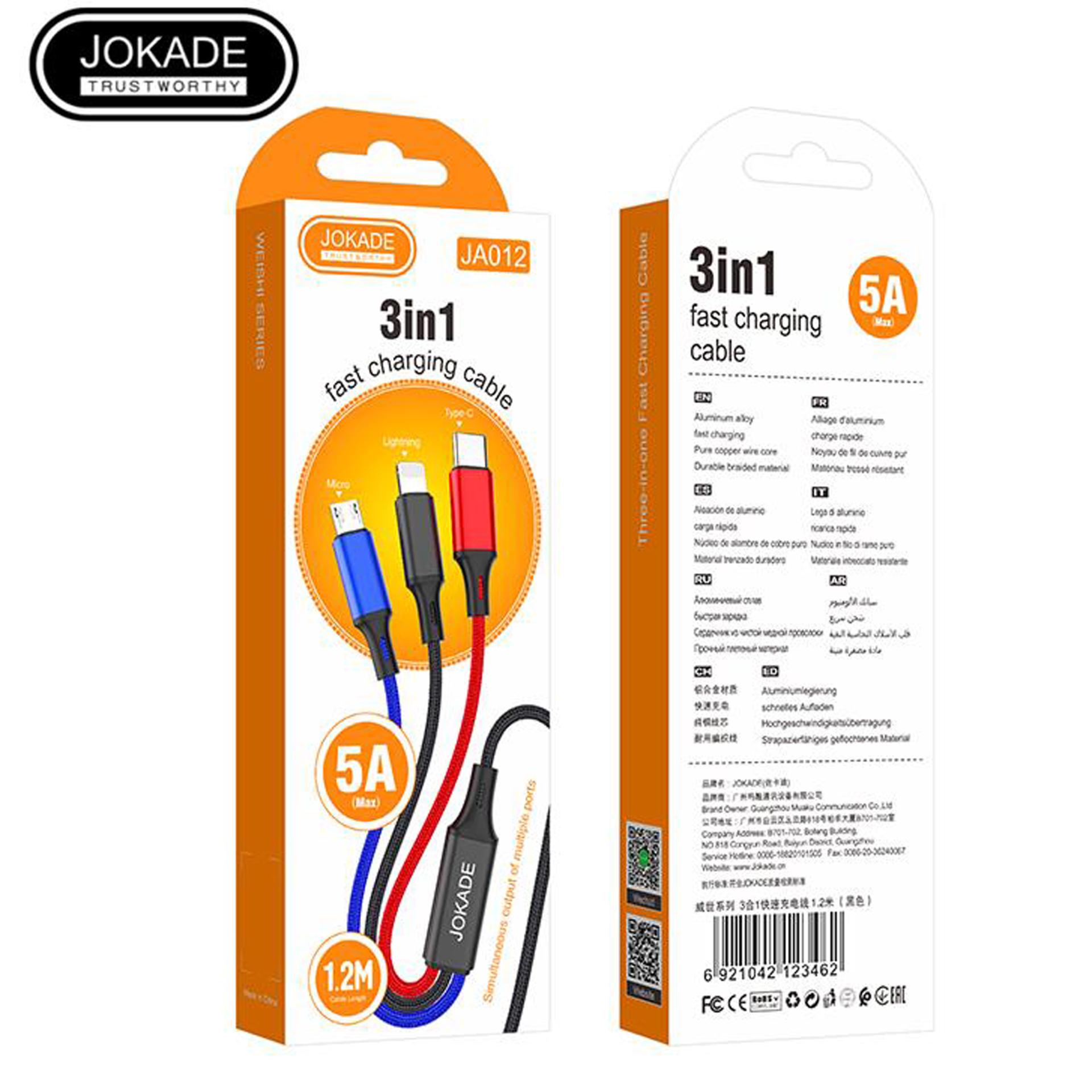 Cablu Jokade Fast Charger JA012 3in1 1,2m