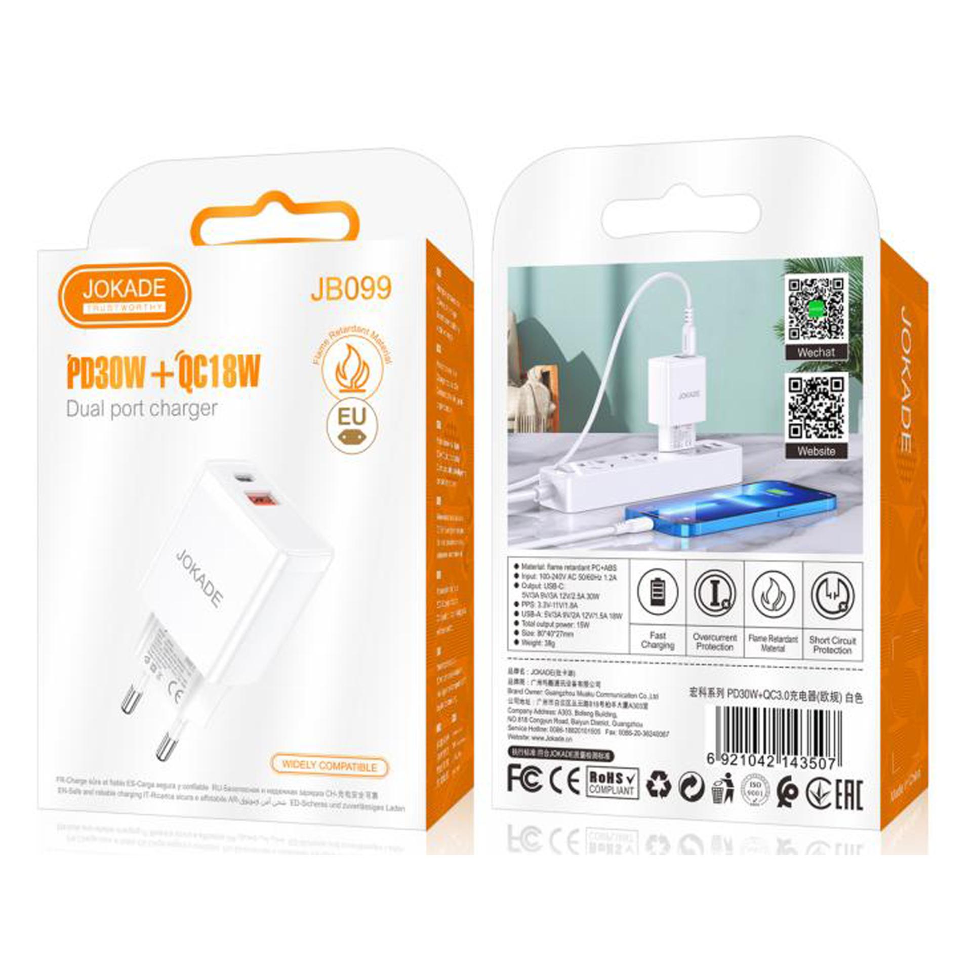 Adaptor Jokade  PD30W + QC18W JB099