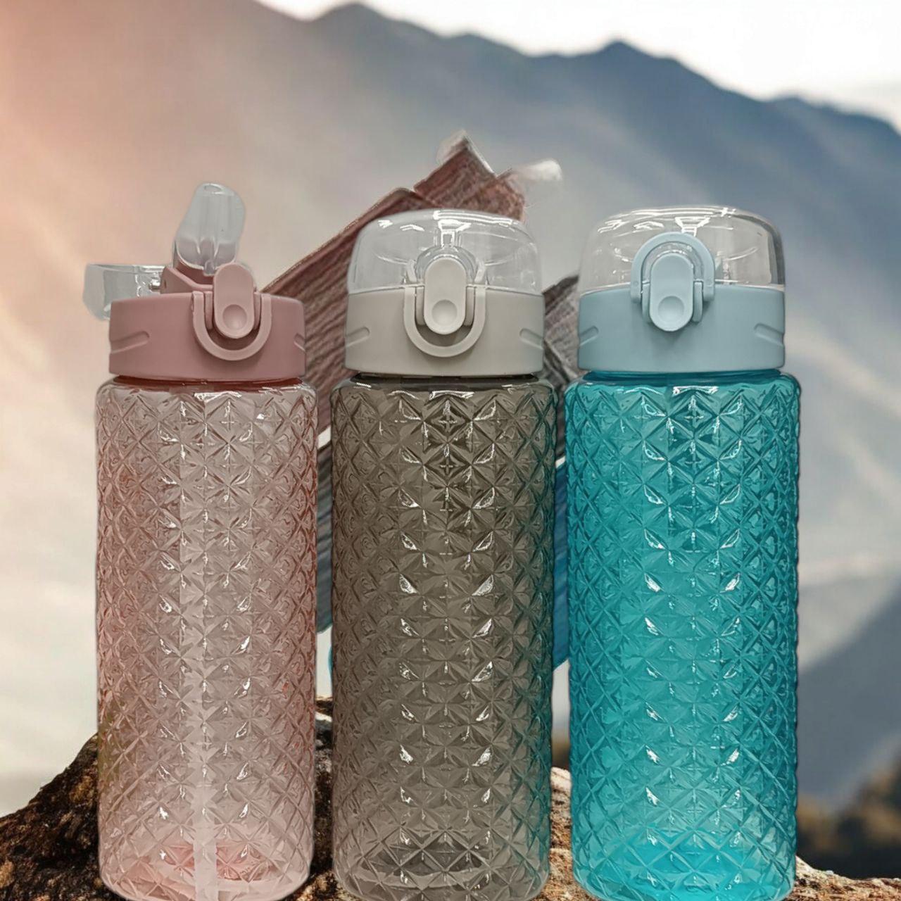Sticla pentru apa 770ml, cu pai, Cristal