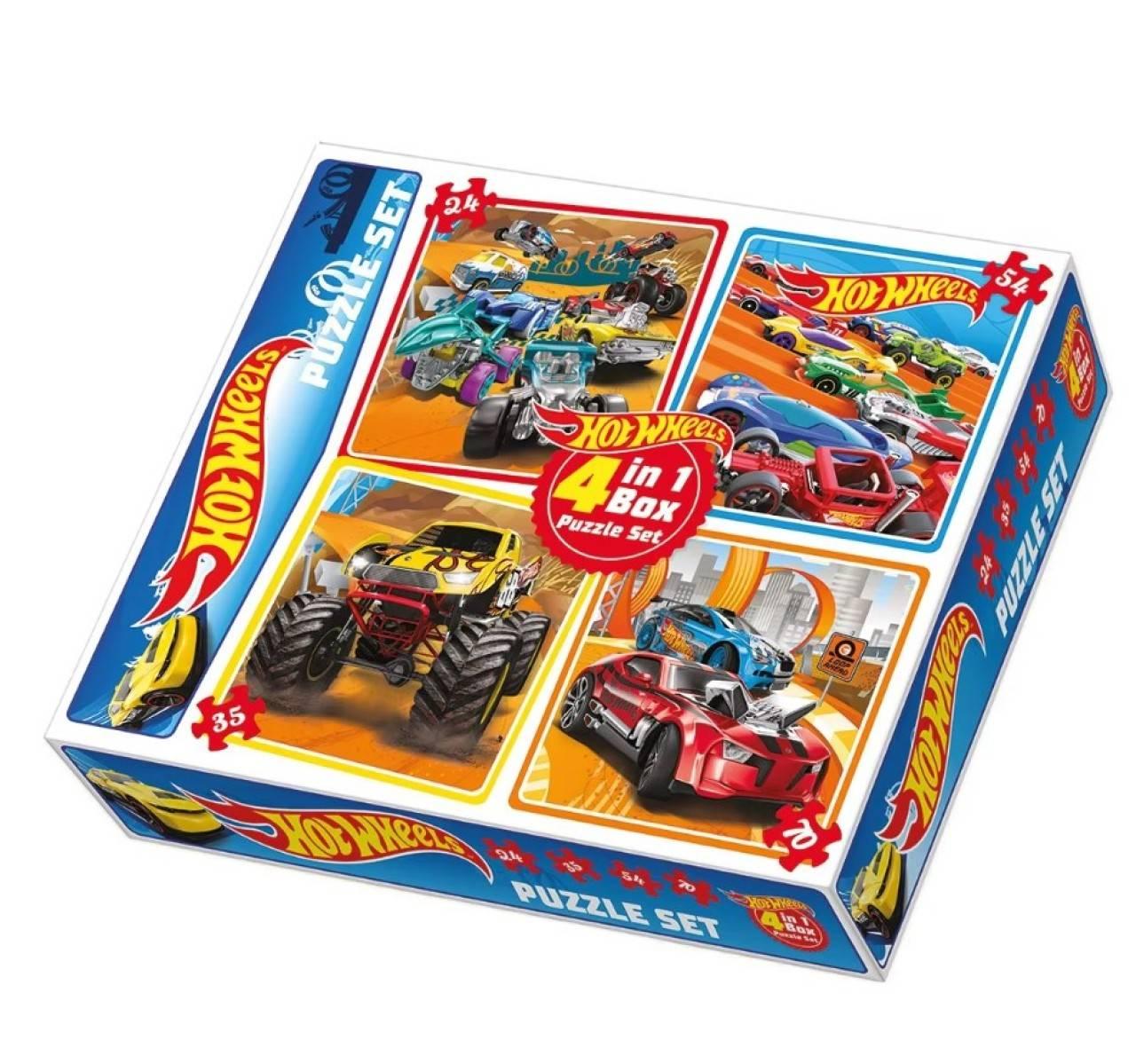 Puzzle, Hot Wheels, set 4 in 1