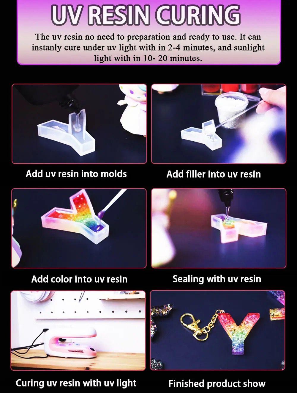Set de creație, cu rășină UV și lampă Unicorn