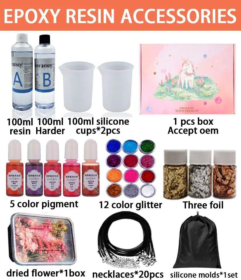 Set de creație, cu rășină UV și lampă Unicorn Mare