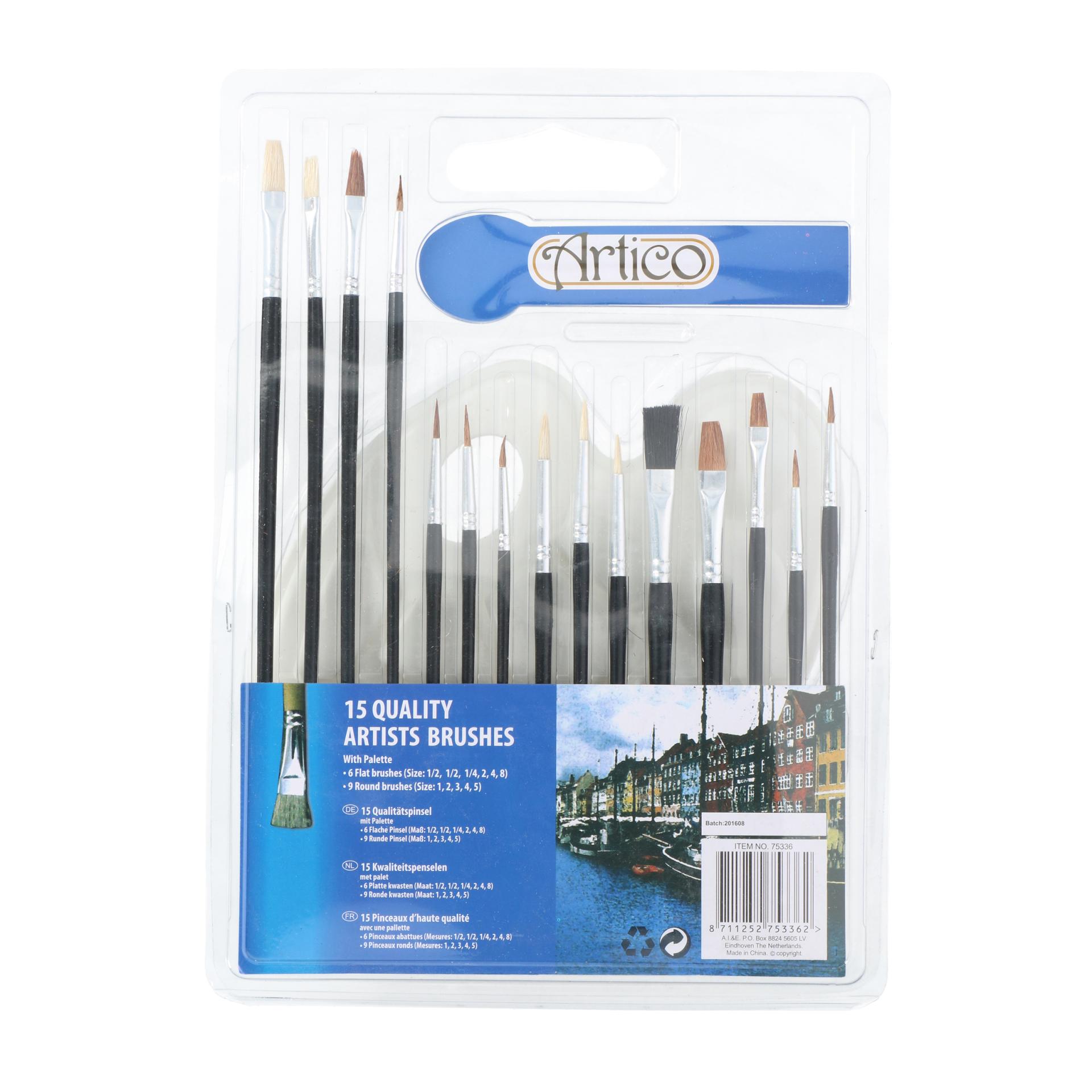 Pensule set 16 buc. cu paleta Artico