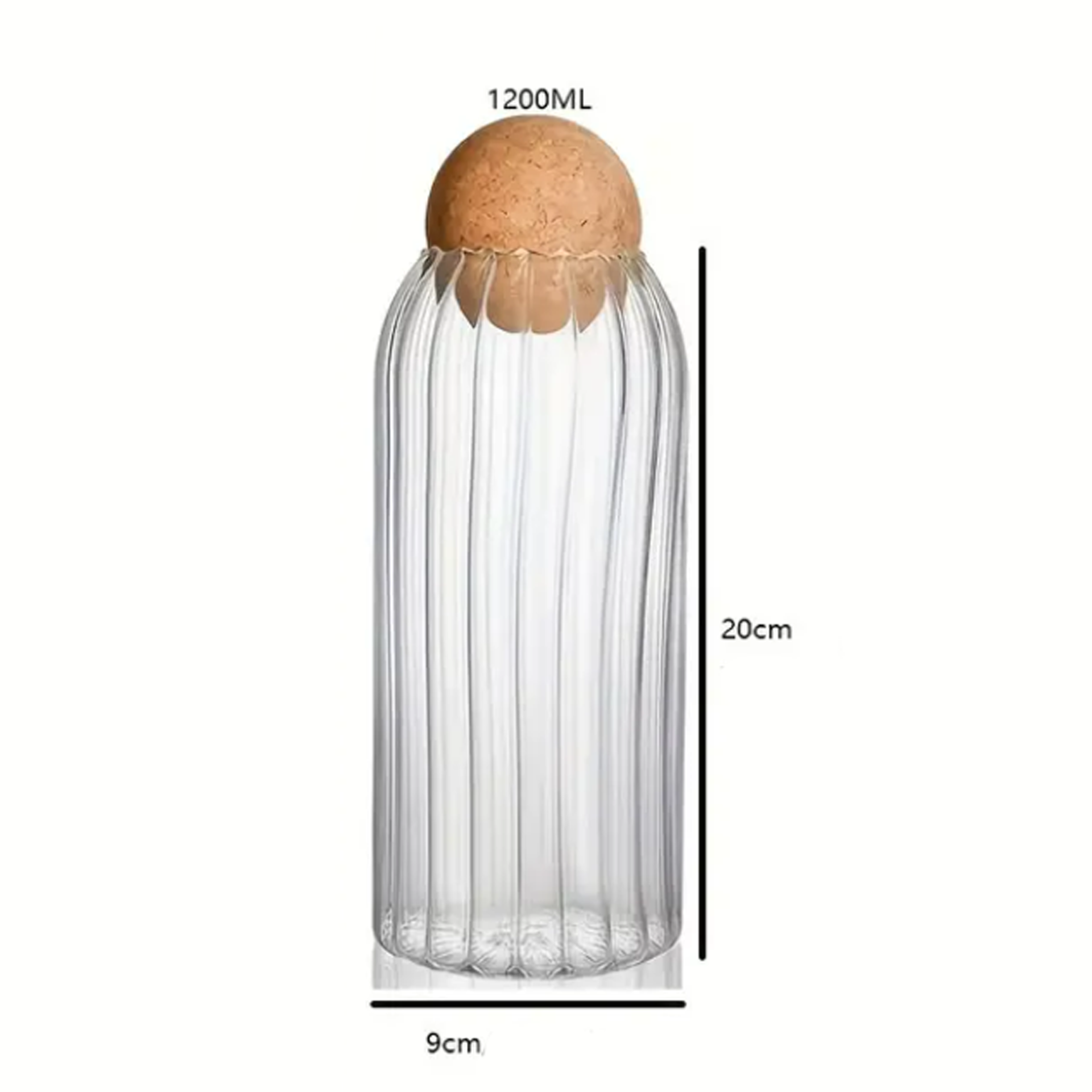 Borcan cu capac bila din pluta 9x20cm, 1200ml