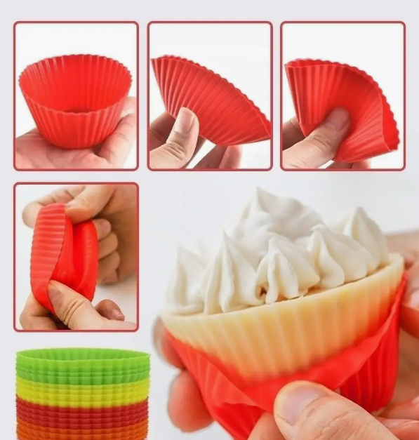 Set forme silicon pentru briose, rotunde 12 buc
