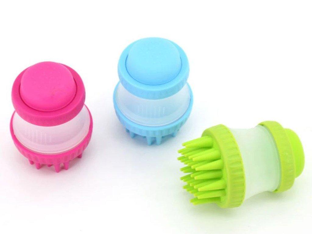 Perie de spalat cu dozator sampon si masaj pentru caini Push me