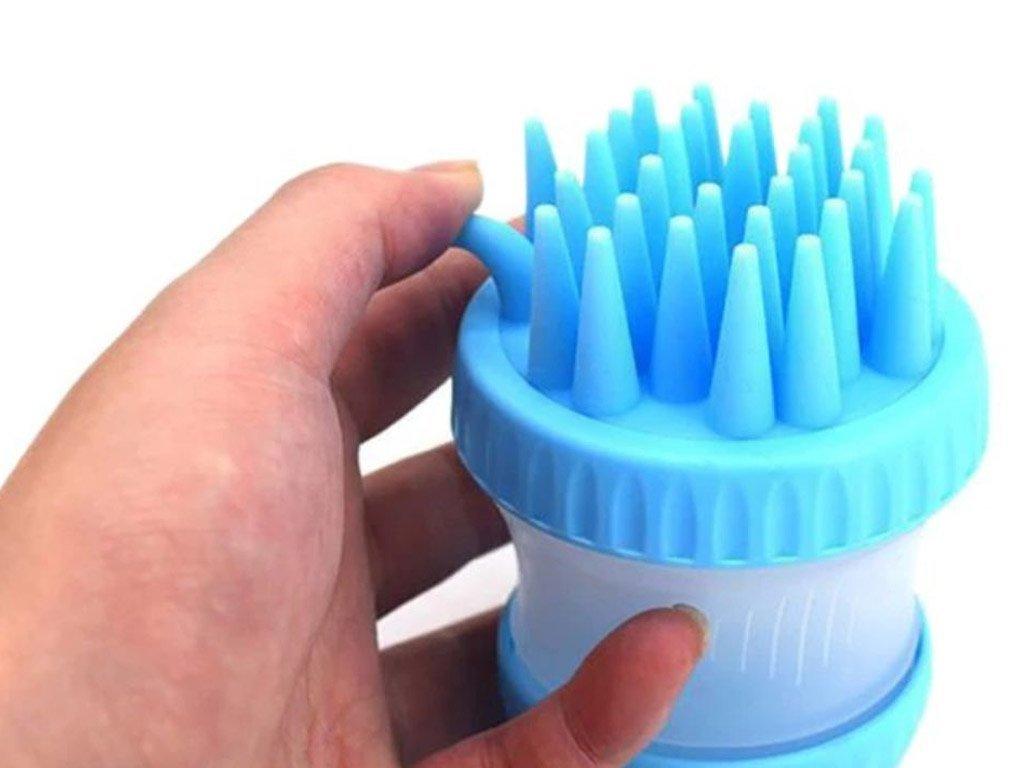 Perie de spalat cu dozator sampon si masaj pentru caini Push me