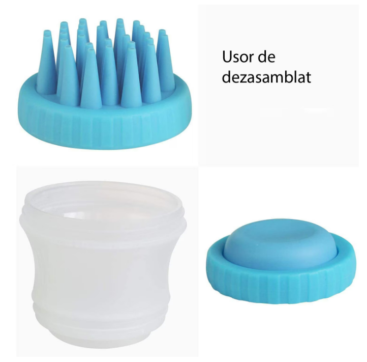 Perie de spalat cu dozator sampon si masaj pentru caini Push me