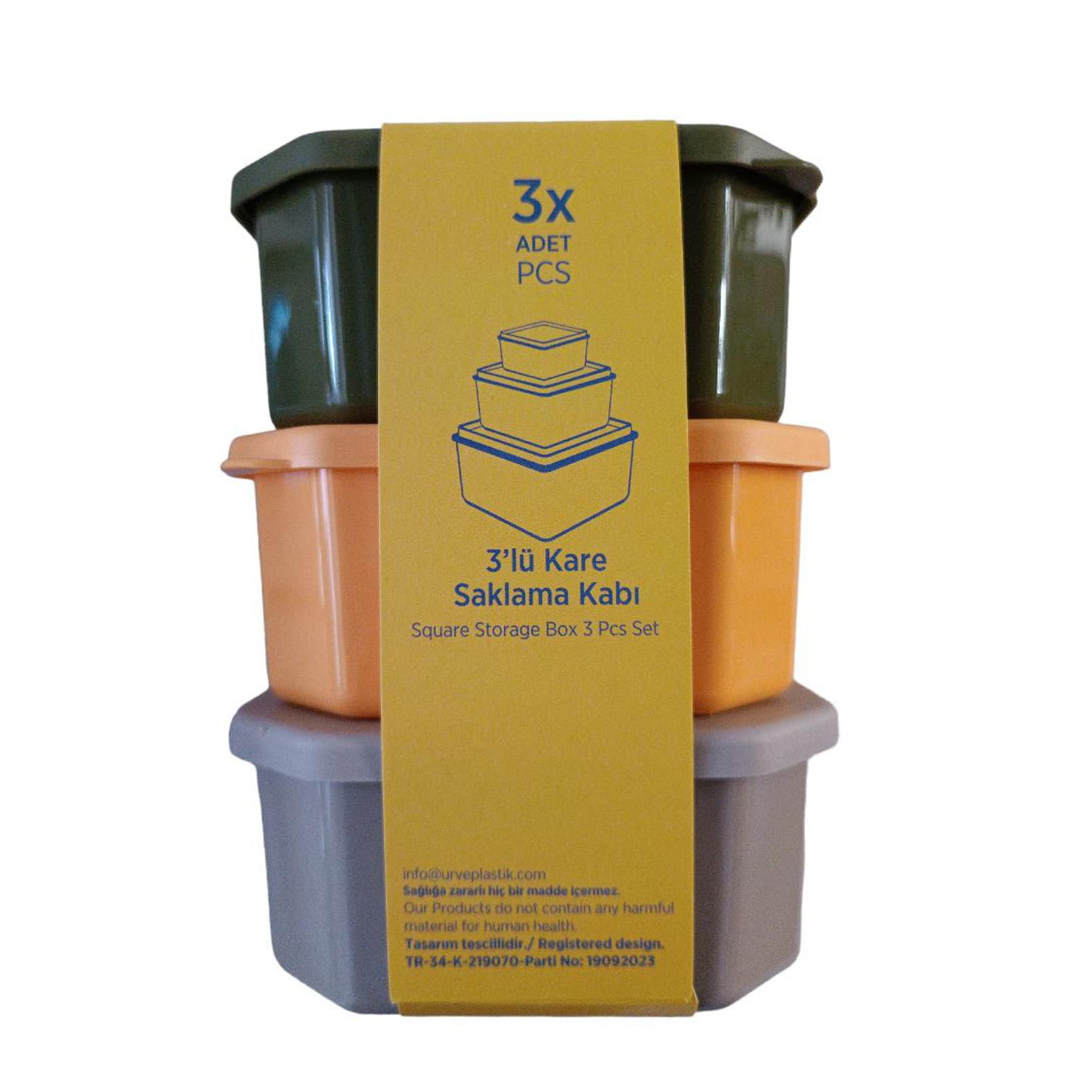 Caserole URVE, set 3 buc, Kare Saklama Kabi