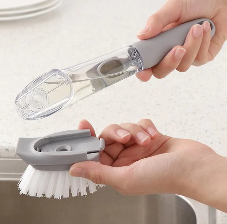 Perie cu dozator pentru solutie vase 2in1 (perie/burete)