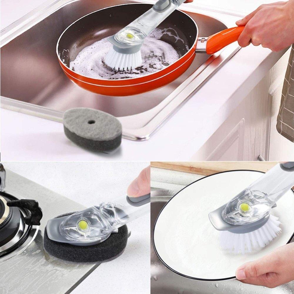 Perie cu dozator pentru solutie vase 2in1 (perie/burete)
