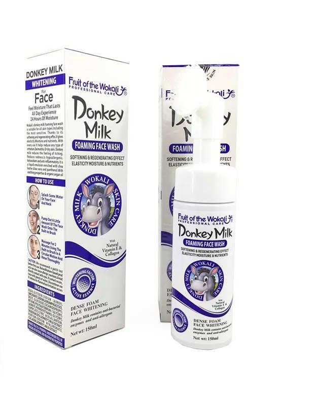 Spuma pentru curatarea fetei cu perie de masaj 150ml Donkey milk Wokali