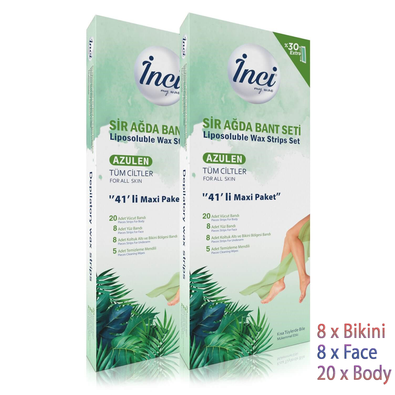 Benzi de ceara INCI Azulen MAXI SET 41buc (picioare+fata+axile)