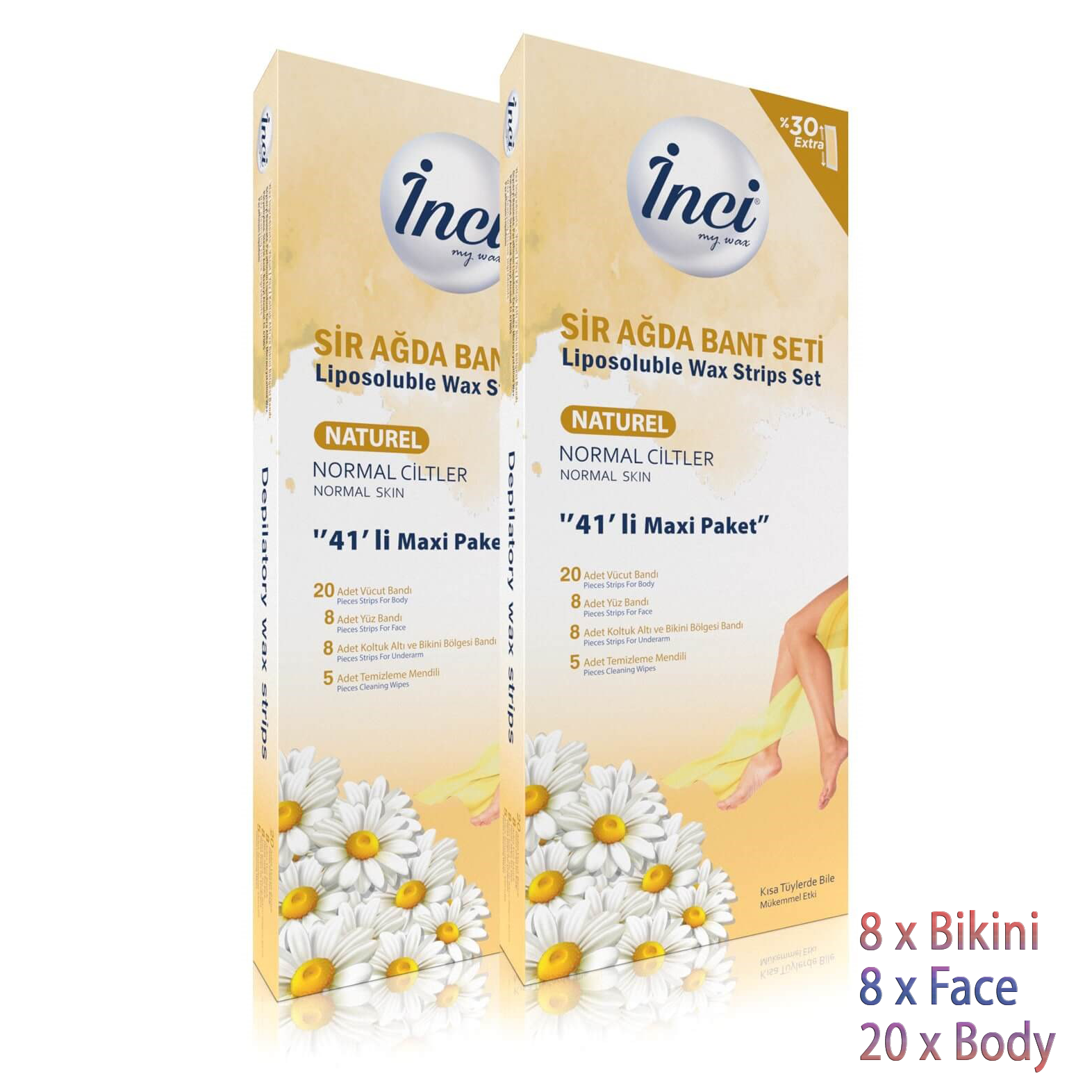 Benzi de ceara INCI NATURAL  MAXI SET 41buc (picioare+fata+axile)