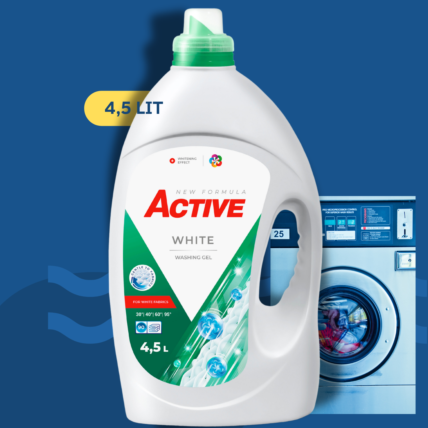 Detergent lichid  Active White (rufe albe) 4,5Lit