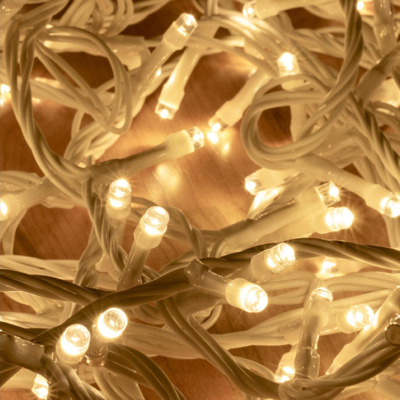 Гирлянда 10 м, ПВХ, 100 LED, цвет ТЕПЛЫЙ БЕЛЫЙ