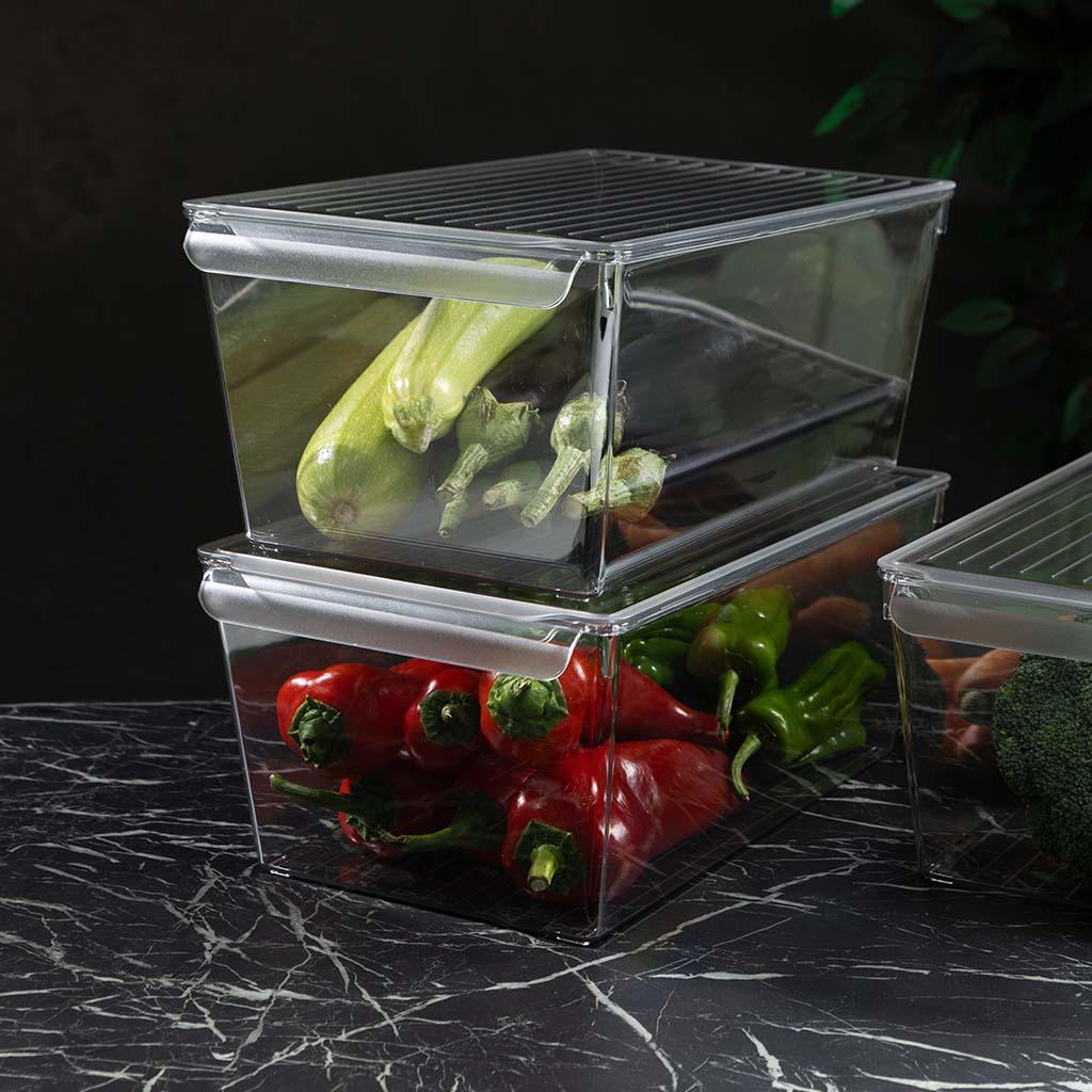 Organizator cu capac, pentru frigider DecoBella, Extra rezistent, 7 Litri
