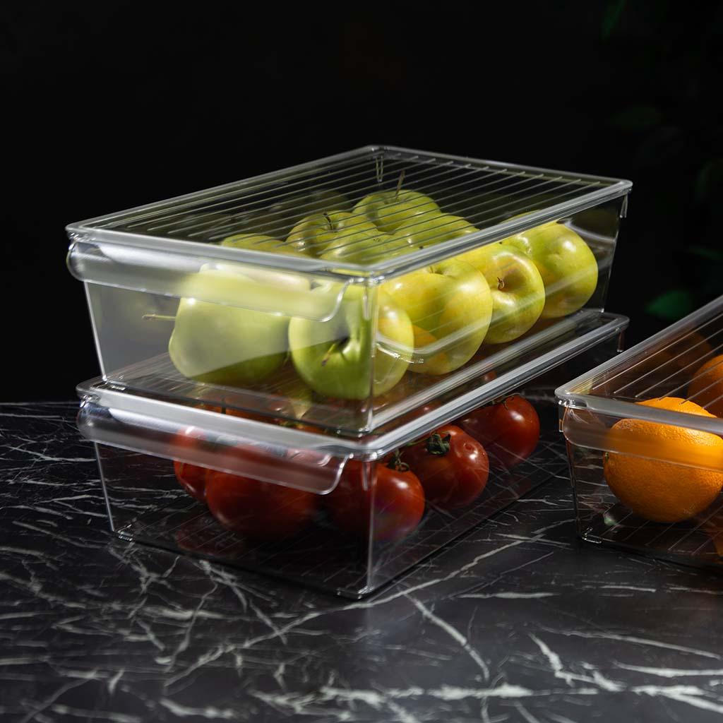 Organizator cu capac, pentru frigider DecoBella, Extra rezistent, 4,5 Litri