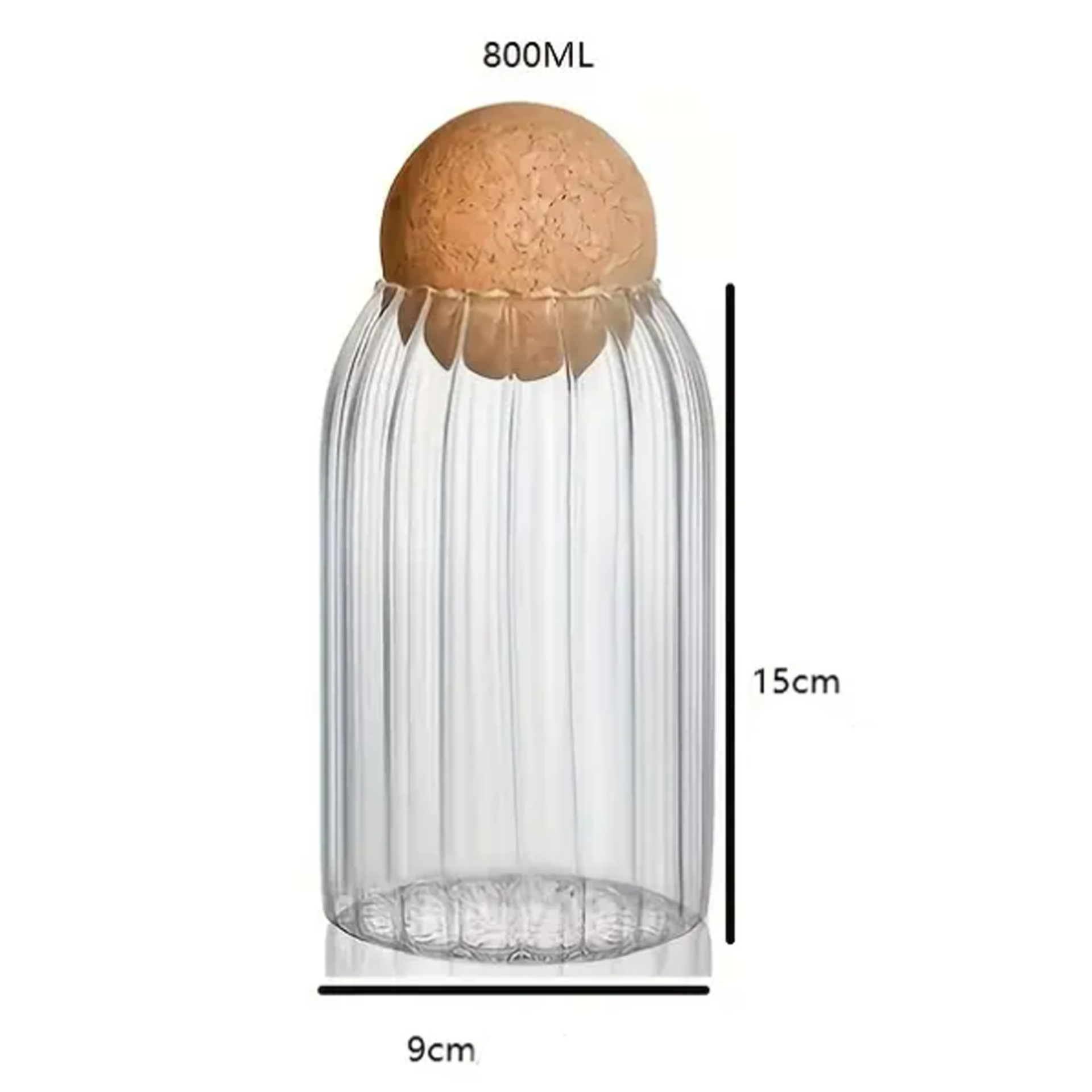 Borcan in dungi cu capac bila din pluta 9x15cm, 800ml
