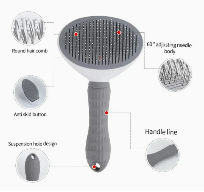 Perie pentru animale cu buton CLEAN