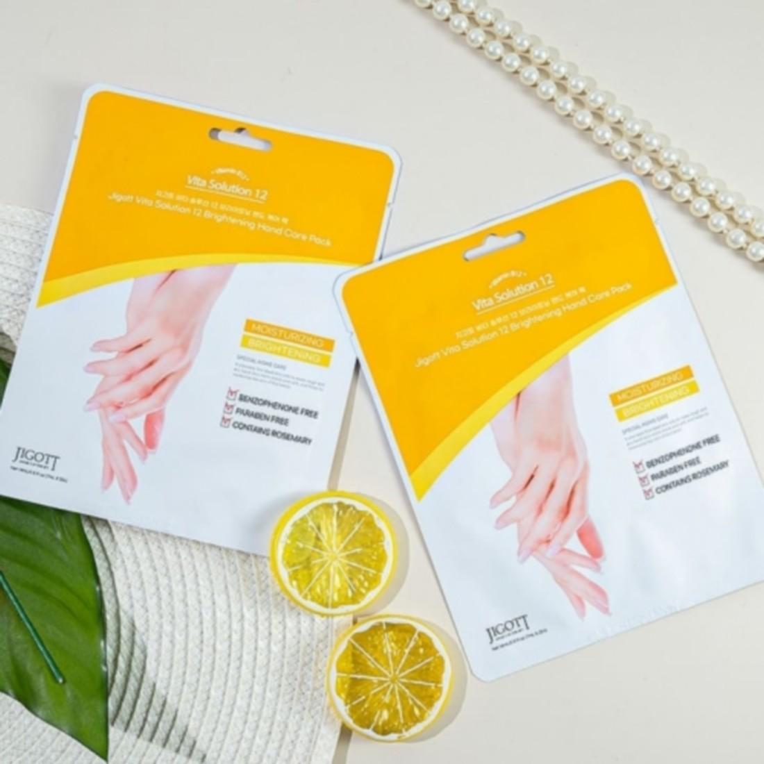 Masca pentru miini Jigott / Vita Solution 12 Brightening Hand Care Pack, 14 ml