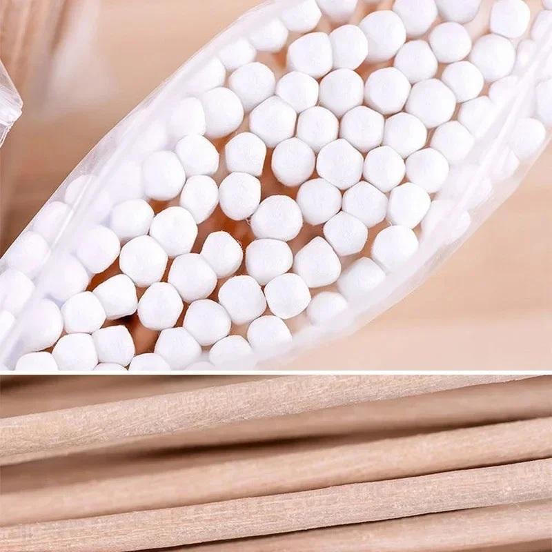 Set 100 betisoare de bumbac din lemn pentru igiena