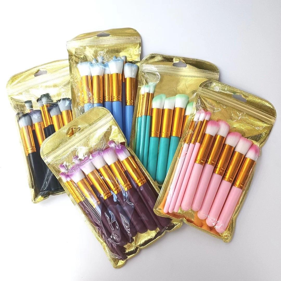 Pensule pentru machiaj Pink / Blue Brush, 10 buc