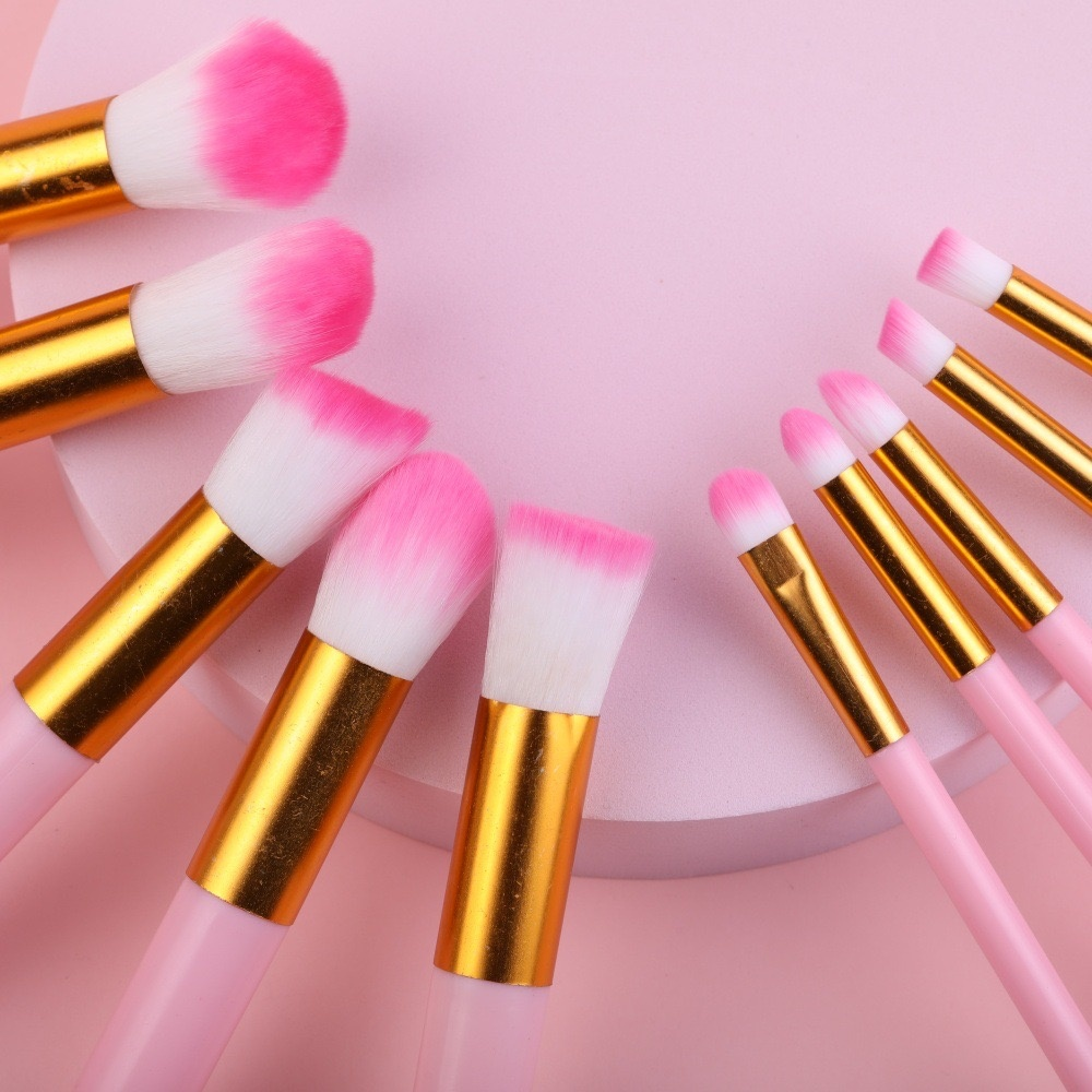 Pensule pentru machiaj Pink / Blue Brush, 10 buc