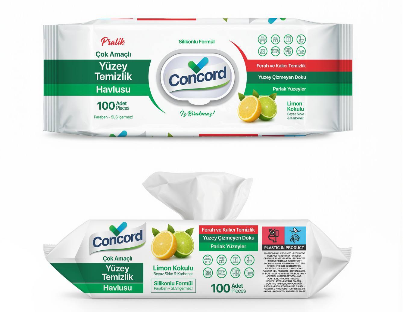 Servetele umede pentru curatare CONCORD, Lemon, 100 buc