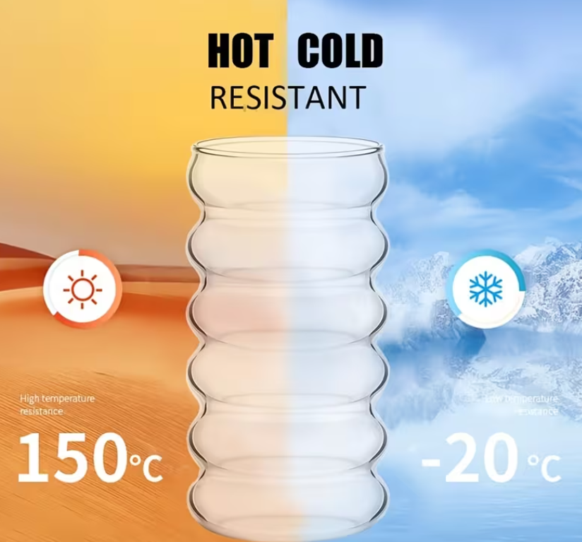 Pahar cu capac si pai din sticla, Wave, 480ml