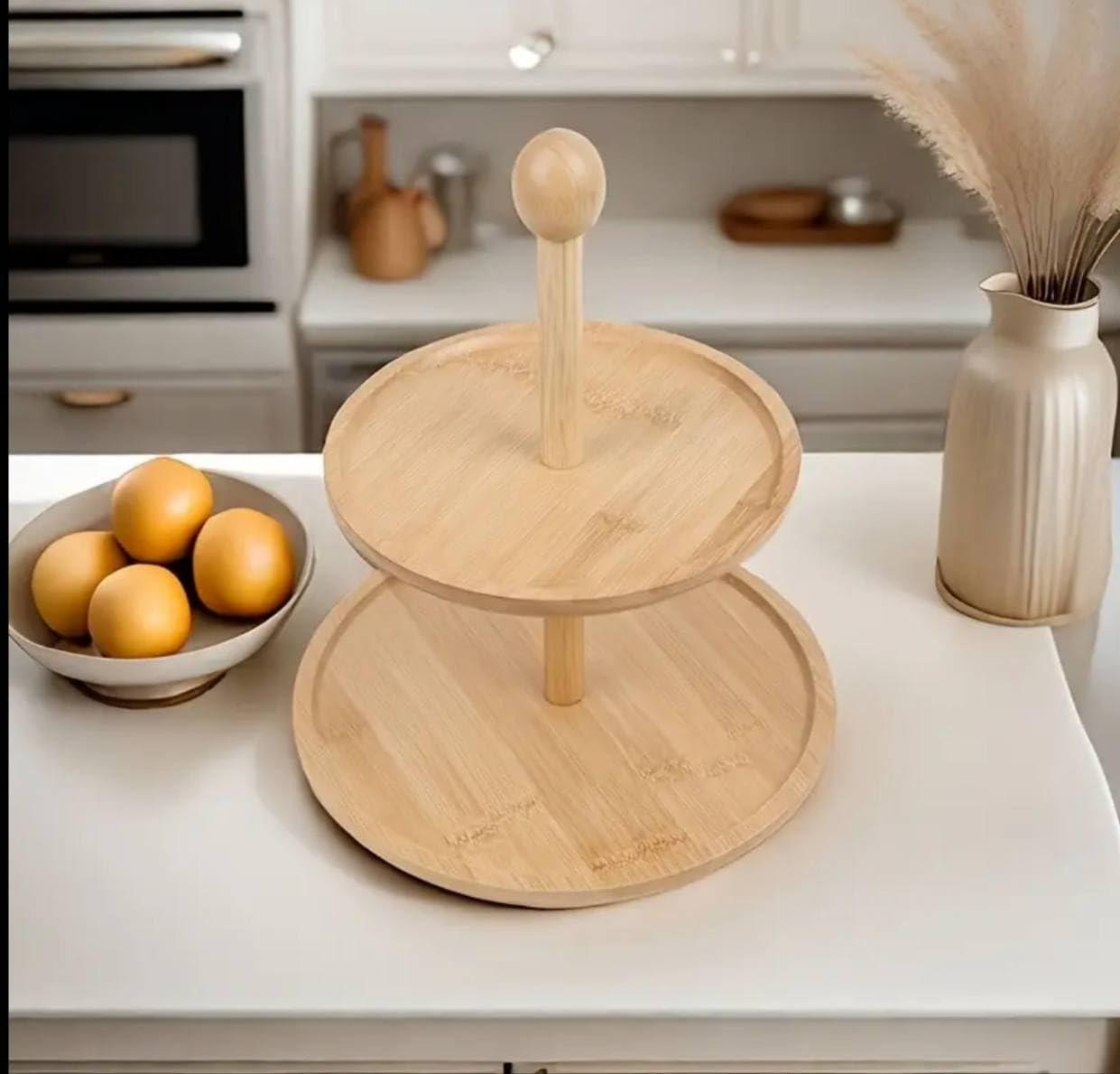 Fructiera din bambus, 2 nivele - 25 cm, 20 cm