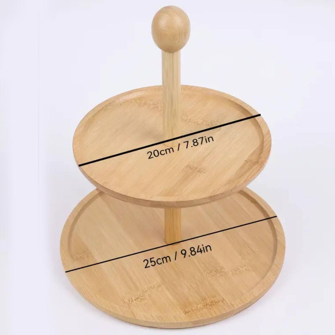 Fructiera din bambus, 2 nivele - 25 cm, 20 cm