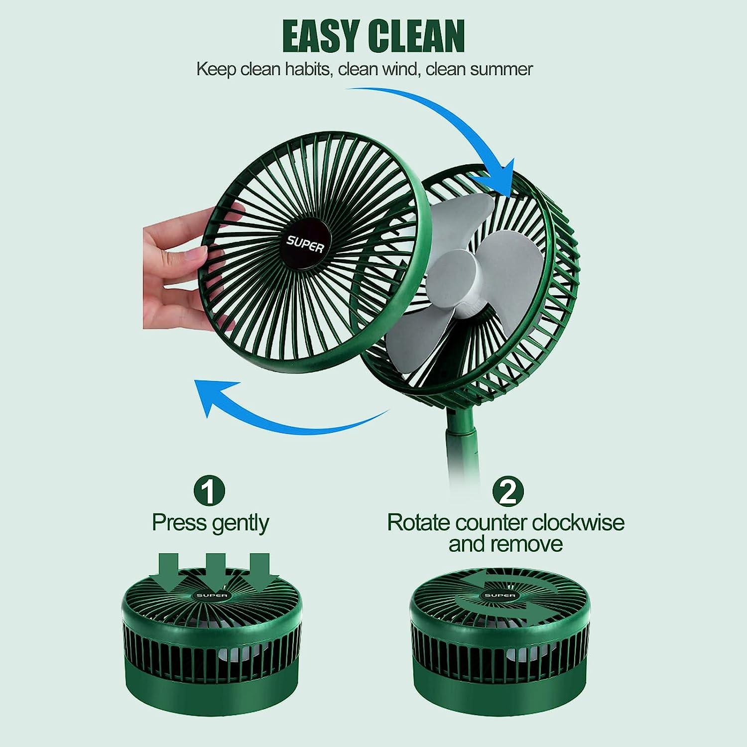 Ventilator, pliabil, cu acumulator, verde, 9W