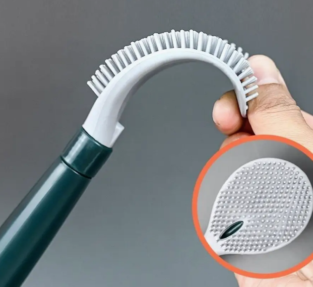 Perie WC din silicon cu recipient pentru solutie de curatare