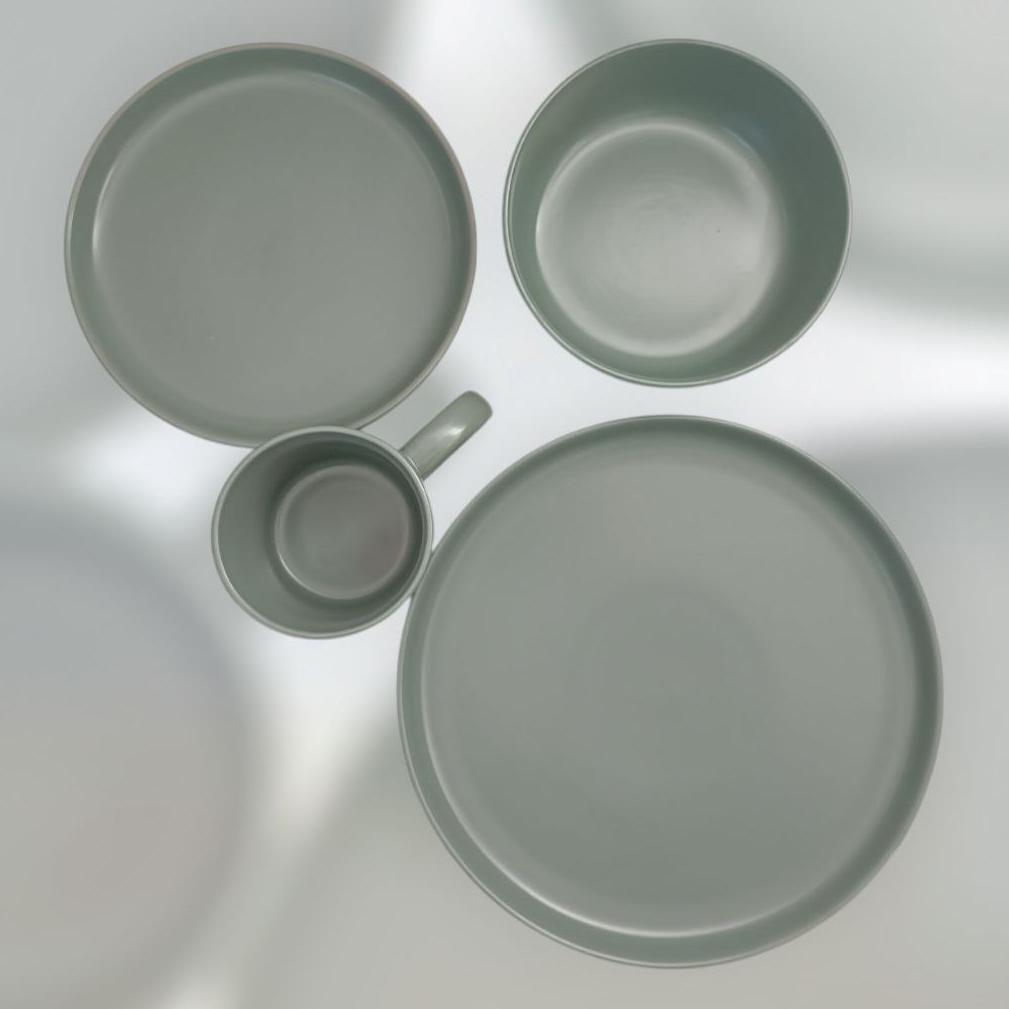 Set farfurii si cana 16 buc, Ceramica Green