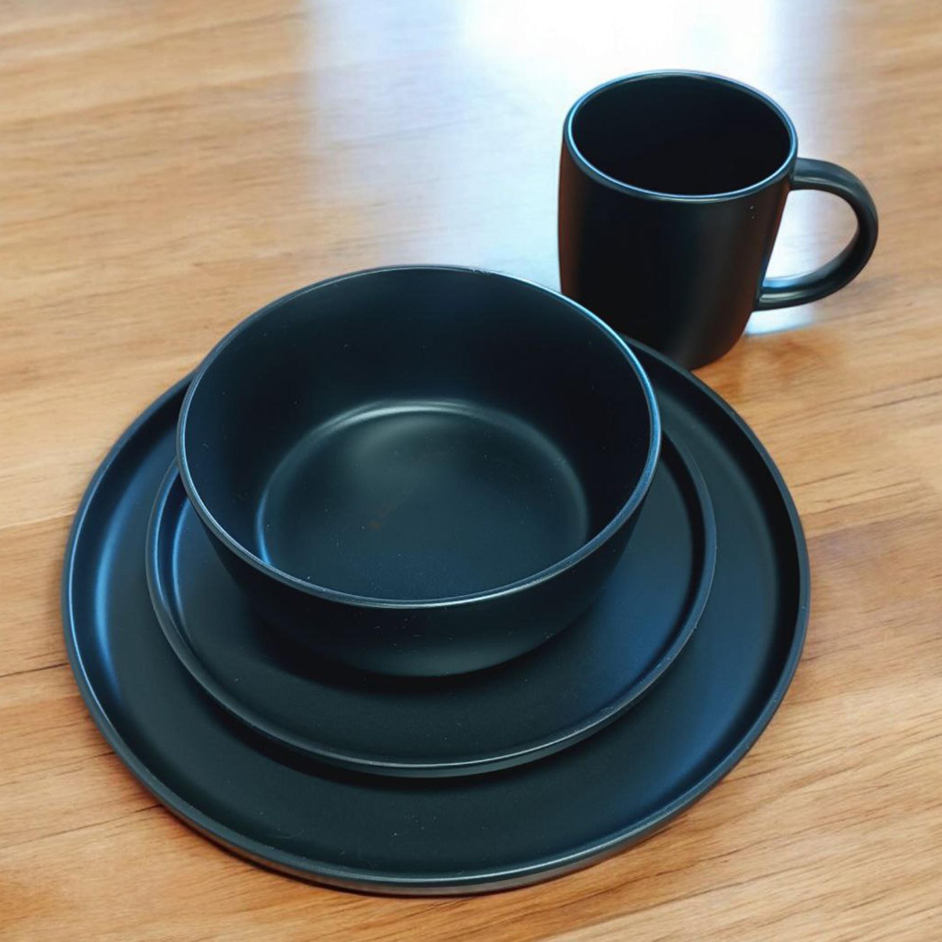 Set farfurii 16 buc, Ceramica Moritz (negru)
