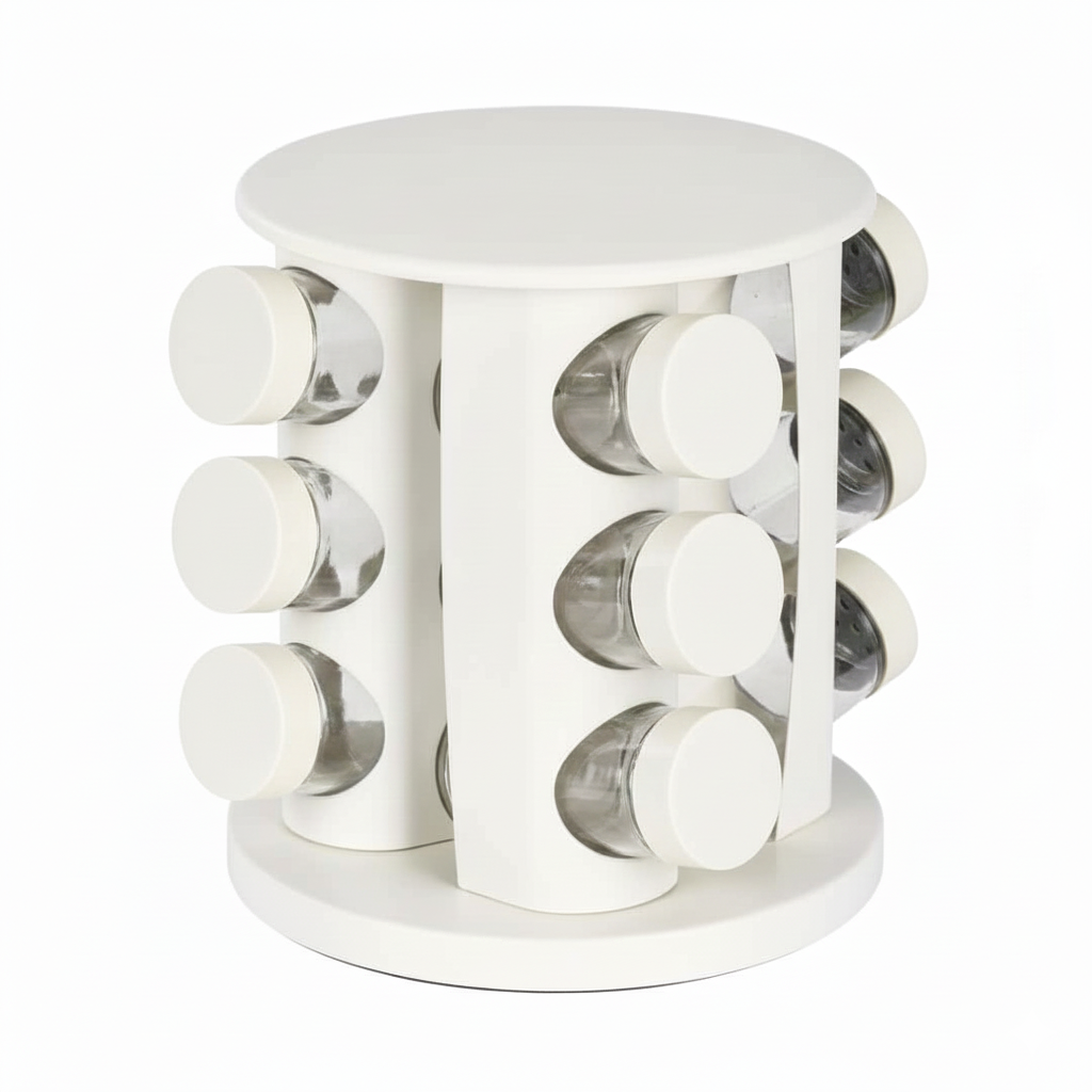Organizator condimente Spice Carousel, 12 borcanase, ivory